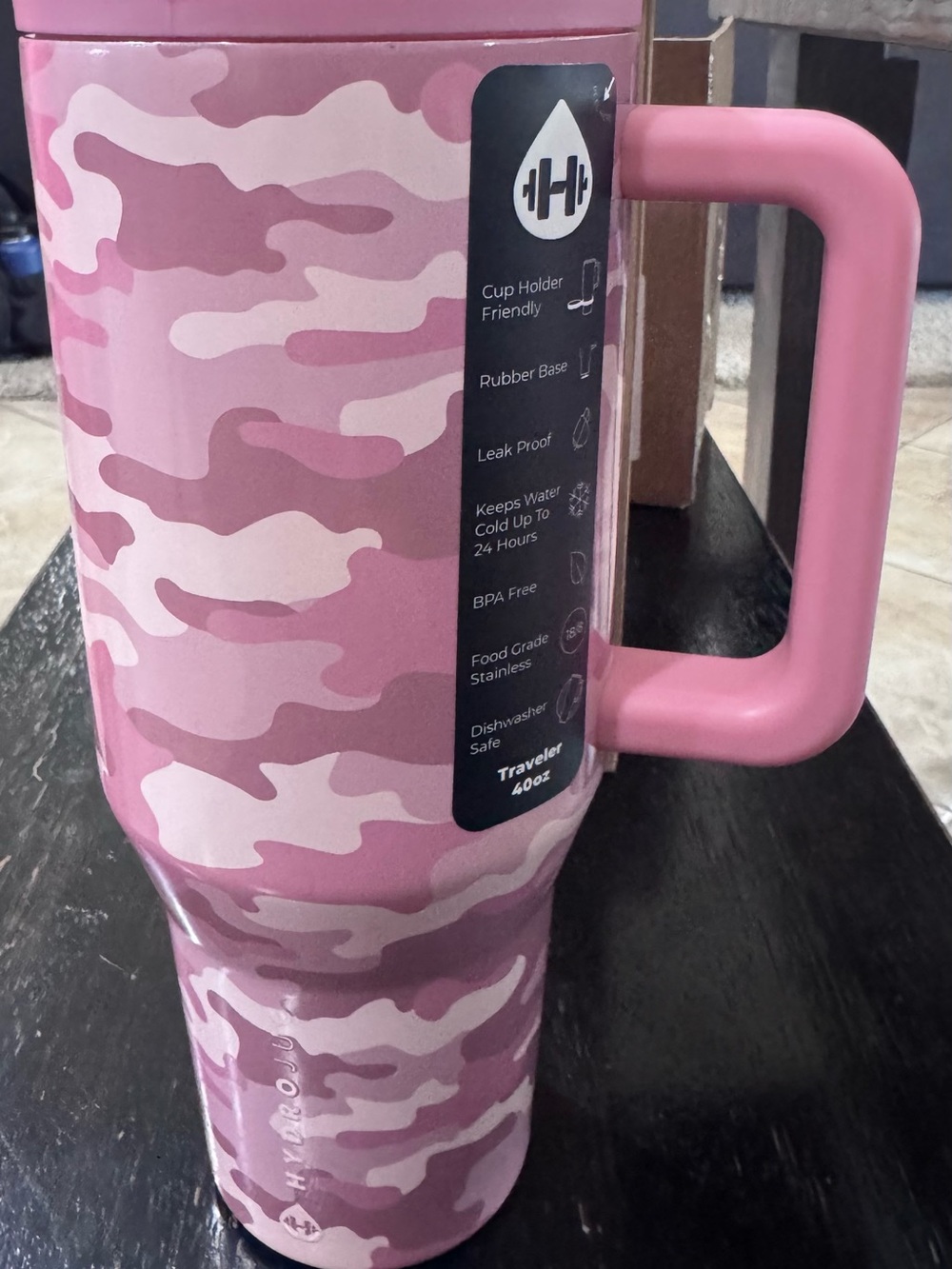 HydroJug Pink Camo Travel Tumbler with Handle
